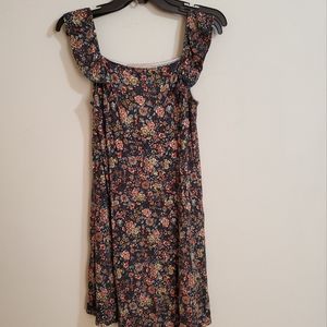 Loft Floral Dress Ruffle Sleeveless